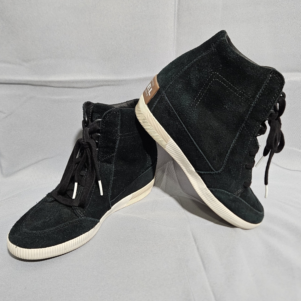 Sorel Suede Out N About Sneaker Wedges Chukka Boots NL4443-101 Black Sz 7